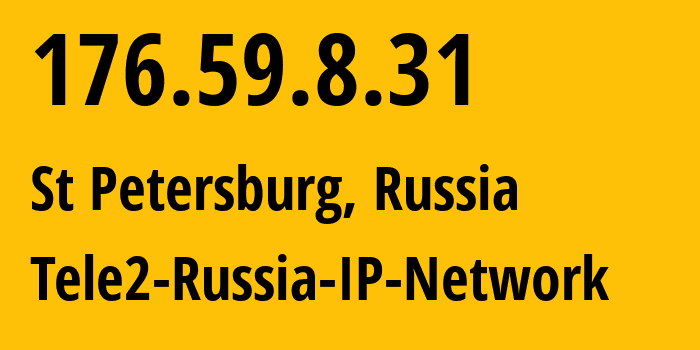 IP address 176.59.8.31 (St Petersburg, St.-Petersburg, Russia) get location, coordinates on map, ISP provider AS15378 Tele2-Russia-IP-Network // who is provider of ip address 176.59.8.31, whose IP address