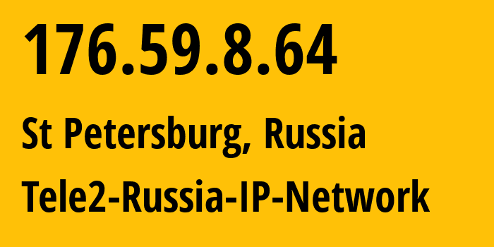 IP address 176.59.8.64 (St Petersburg, St.-Petersburg, Russia) get location, coordinates on map, ISP provider AS15378 Tele2-Russia-IP-Network // who is provider of ip address 176.59.8.64, whose IP address