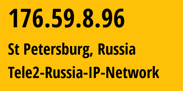 IP-адрес 176.59.8.96 (Санкт-Петербург, Санкт-Петербург, Россия) определить местоположение, координаты на карте, ISP провайдер AS15378 Tele2-Russia-IP-Network // кто провайдер айпи-адреса 176.59.8.96