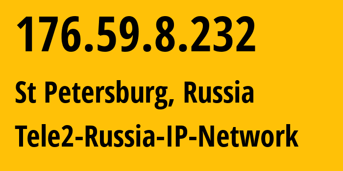 IP-адрес 176.59.8.232 (Санкт-Петербург, Санкт-Петербург, Россия) определить местоположение, координаты на карте, ISP провайдер AS15378 Tele2-Russia-IP-Network // кто провайдер айпи-адреса 176.59.8.232