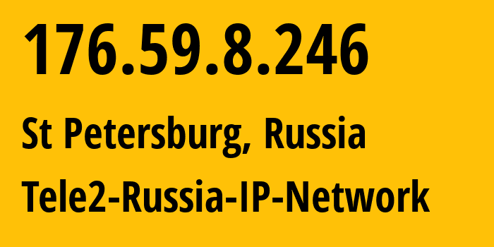 IP-адрес 176.59.8.246 (Санкт-Петербург, Санкт-Петербург, Россия) определить местоположение, координаты на карте, ISP провайдер AS15378 Tele2-Russia-IP-Network // кто провайдер айпи-адреса 176.59.8.246