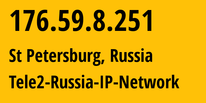 IP-адрес 176.59.8.251 (Санкт-Петербург, Санкт-Петербург, Россия) определить местоположение, координаты на карте, ISP провайдер AS15378 Tele2-Russia-IP-Network // кто провайдер айпи-адреса 176.59.8.251