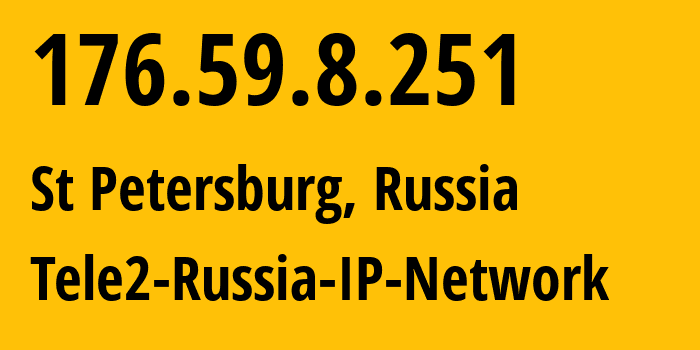 IP address 176.59.8.251 (St Petersburg, St.-Petersburg, Russia) get location, coordinates on map, ISP provider AS15378 Tele2-Russia-IP-Network // who is provider of ip address 176.59.8.251, whose IP address