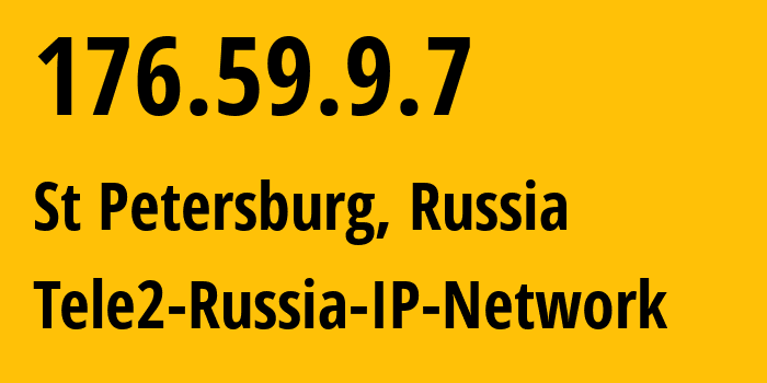 IP-адрес 176.59.9.7 (Санкт-Петербург, Санкт-Петербург, Россия) определить местоположение, координаты на карте, ISP провайдер AS15378 Tele2-Russia-IP-Network // кто провайдер айпи-адреса 176.59.9.7