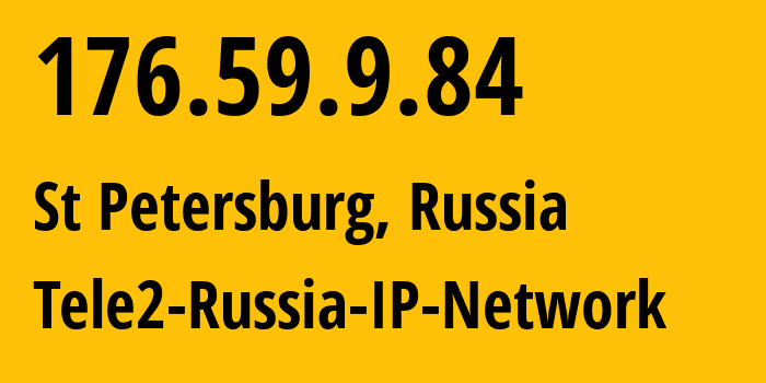 IP-адрес 176.59.9.84 (Санкт-Петербург, Санкт-Петербург, Россия) определить местоположение, координаты на карте, ISP провайдер AS15378 Tele2-Russia-IP-Network // кто провайдер айпи-адреса 176.59.9.84