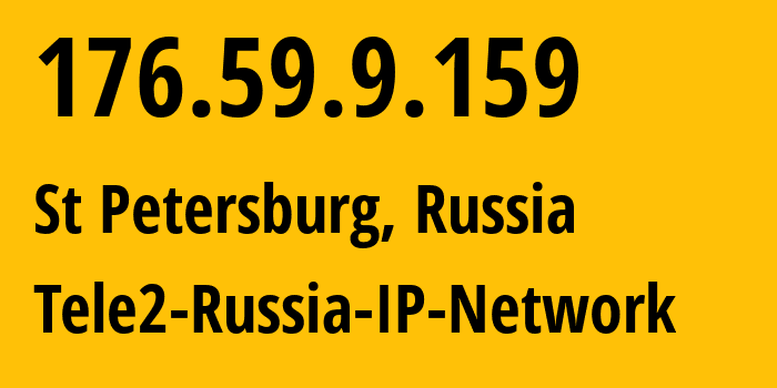 IP-адрес 176.59.9.159 (Санкт-Петербург, Санкт-Петербург, Россия) определить местоположение, координаты на карте, ISP провайдер AS15378 Tele2-Russia-IP-Network // кто провайдер айпи-адреса 176.59.9.159