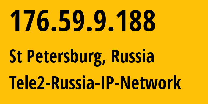 IP-адрес 176.59.9.188 (Санкт-Петербург, Санкт-Петербург, Россия) определить местоположение, координаты на карте, ISP провайдер AS15378 Tele2-Russia-IP-Network // кто провайдер айпи-адреса 176.59.9.188