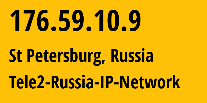 IP address 176.59.10.9 (St Petersburg, St.-Petersburg, Russia) get location, coordinates on map, ISP provider AS15378 Tele2-Russia-IP-Network // who is provider of ip address 176.59.10.9, whose IP address