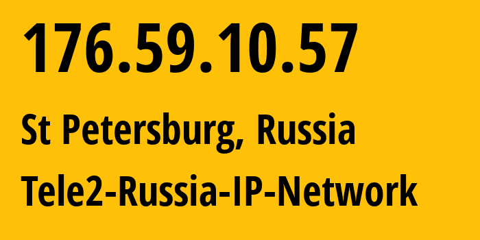 IP-адрес 176.59.10.57 (Санкт-Петербург, Санкт-Петербург, Россия) определить местоположение, координаты на карте, ISP провайдер AS15378 Tele2-Russia-IP-Network // кто провайдер айпи-адреса 176.59.10.57
