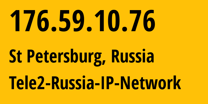 IP-адрес 176.59.10.76 (Санкт-Петербург, Санкт-Петербург, Россия) определить местоположение, координаты на карте, ISP провайдер AS15378 Tele2-Russia-IP-Network // кто провайдер айпи-адреса 176.59.10.76