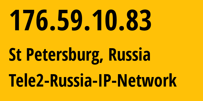 IP address 176.59.10.83 (St Petersburg, St.-Petersburg, Russia) get location, coordinates on map, ISP provider AS15378 Tele2-Russia-IP-Network // who is provider of ip address 176.59.10.83, whose IP address