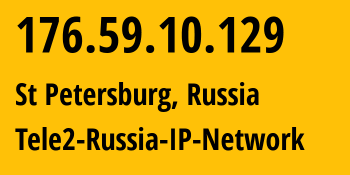 IP-адрес 176.59.10.129 (Санкт-Петербург, Санкт-Петербург, Россия) определить местоположение, координаты на карте, ISP провайдер AS15378 Tele2-Russia-IP-Network // кто провайдер айпи-адреса 176.59.10.129