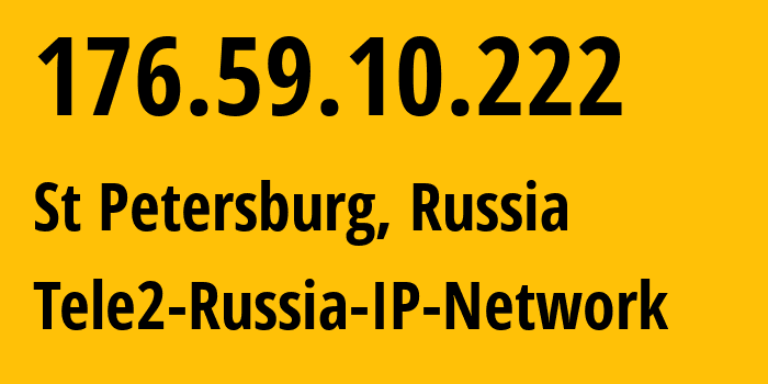 IP-адрес 176.59.10.222 (Санкт-Петербург, Санкт-Петербург, Россия) определить местоположение, координаты на карте, ISP провайдер AS15378 Tele2-Russia-IP-Network // кто провайдер айпи-адреса 176.59.10.222