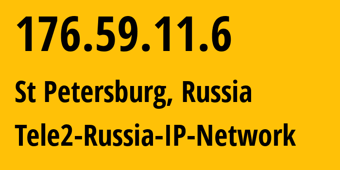 IP-адрес 176.59.11.6 (Санкт-Петербург, Санкт-Петербург, Россия) определить местоположение, координаты на карте, ISP провайдер AS15378 Tele2-Russia-IP-Network // кто провайдер айпи-адреса 176.59.11.6