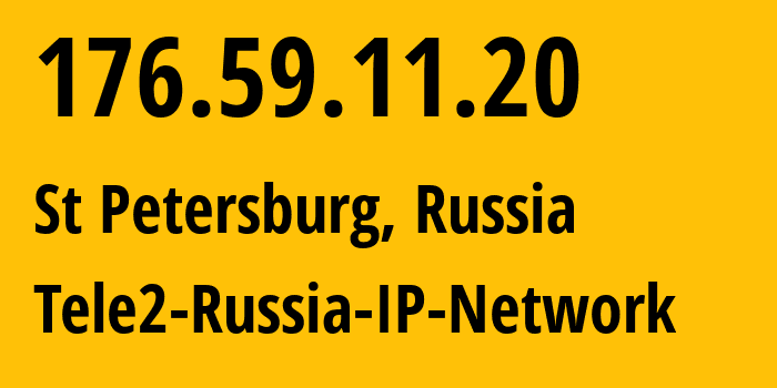 IP address 176.59.11.20 (St Petersburg, St.-Petersburg, Russia) get location, coordinates on map, ISP provider AS15378 Tele2-Russia-IP-Network // who is provider of ip address 176.59.11.20, whose IP address