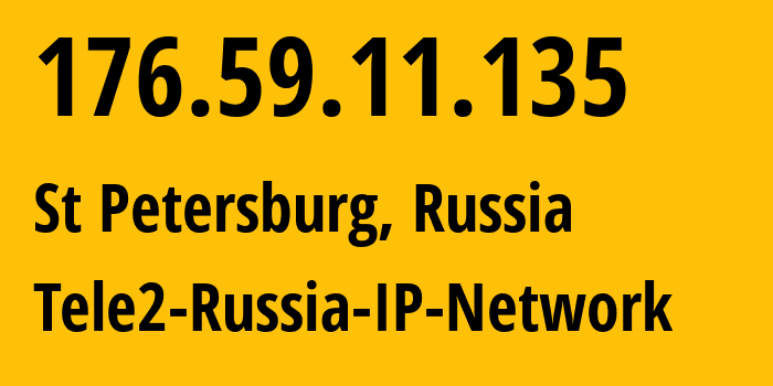 IP-адрес 176.59.11.135 (Санкт-Петербург, Санкт-Петербург, Россия) определить местоположение, координаты на карте, ISP провайдер AS15378 Tele2-Russia-IP-Network // кто провайдер айпи-адреса 176.59.11.135