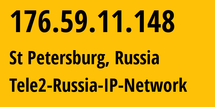 IP-адрес 176.59.11.148 (Санкт-Петербург, Санкт-Петербург, Россия) определить местоположение, координаты на карте, ISP провайдер AS15378 Tele2-Russia-IP-Network // кто провайдер айпи-адреса 176.59.11.148