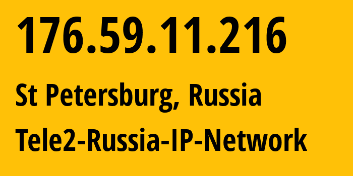 IP-адрес 176.59.11.216 (Санкт-Петербург, Санкт-Петербург, Россия) определить местоположение, координаты на карте, ISP провайдер AS15378 Tele2-Russia-IP-Network // кто провайдер айпи-адреса 176.59.11.216