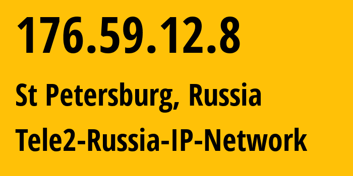 IP-адрес 176.59.12.8 (Санкт-Петербург, Санкт-Петербург, Россия) определить местоположение, координаты на карте, ISP провайдер AS15378 Tele2-Russia-IP-Network // кто провайдер айпи-адреса 176.59.12.8