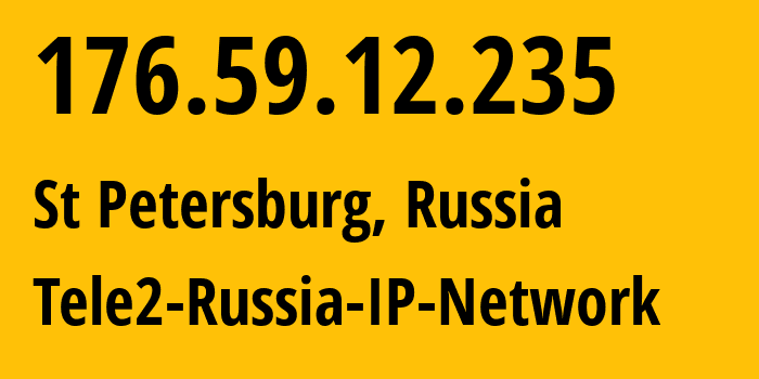 IP-адрес 176.59.12.235 (Санкт-Петербург, Санкт-Петербург, Россия) определить местоположение, координаты на карте, ISP провайдер AS15378 Tele2-Russia-IP-Network // кто провайдер айпи-адреса 176.59.12.235