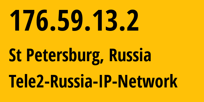 IP-адрес 176.59.13.2 (Санкт-Петербург, Санкт-Петербург, Россия) определить местоположение, координаты на карте, ISP провайдер AS15378 Tele2-Russia-IP-Network // кто провайдер айпи-адреса 176.59.13.2