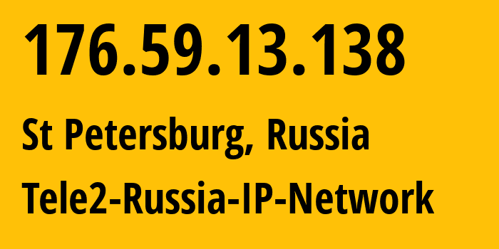 IP address 176.59.13.138 (St Petersburg, St.-Petersburg, Russia) get location, coordinates on map, ISP provider AS15378 Tele2-Russia-IP-Network // who is provider of ip address 176.59.13.138, whose IP address