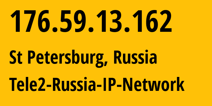 IP-адрес 176.59.13.162 (Санкт-Петербург, Санкт-Петербург, Россия) определить местоположение, координаты на карте, ISP провайдер AS15378 Tele2-Russia-IP-Network // кто провайдер айпи-адреса 176.59.13.162