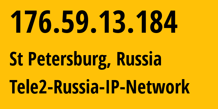 IP-адрес 176.59.13.184 (Санкт-Петербург, Санкт-Петербург, Россия) определить местоположение, координаты на карте, ISP провайдер AS15378 Tele2-Russia-IP-Network // кто провайдер айпи-адреса 176.59.13.184