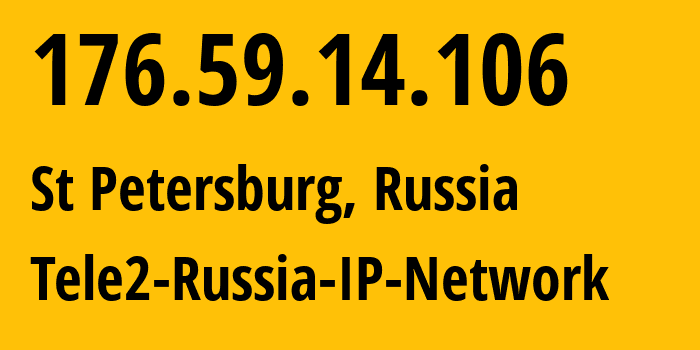 IP-адрес 176.59.14.106 (Санкт-Петербург, Санкт-Петербург, Россия) определить местоположение, координаты на карте, ISP провайдер AS15378 Tele2-Russia-IP-Network // кто провайдер айпи-адреса 176.59.14.106