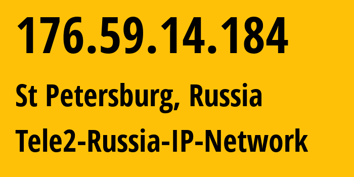 IP-адрес 176.59.14.184 (Санкт-Петербург, Санкт-Петербург, Россия) определить местоположение, координаты на карте, ISP провайдер AS15378 Tele2-Russia-IP-Network // кто провайдер айпи-адреса 176.59.14.184
