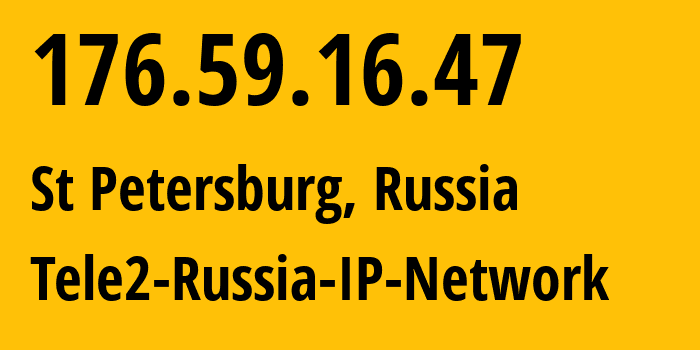 IP-адрес 176.59.16.47 (Санкт-Петербург, Санкт-Петербург, Россия) определить местоположение, координаты на карте, ISP провайдер AS15378 Tele2-Russia-IP-Network // кто провайдер айпи-адреса 176.59.16.47