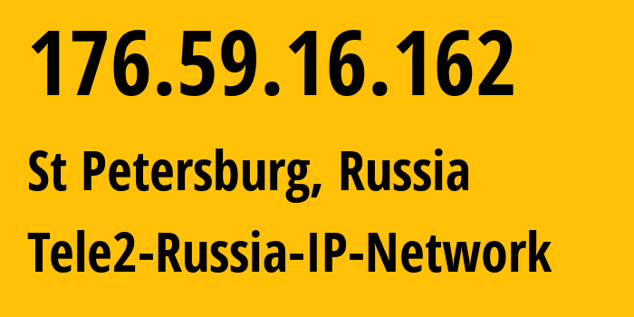 IP-адрес 176.59.16.162 (Санкт-Петербург, Санкт-Петербург, Россия) определить местоположение, координаты на карте, ISP провайдер AS15378 Tele2-Russia-IP-Network // кто провайдер айпи-адреса 176.59.16.162