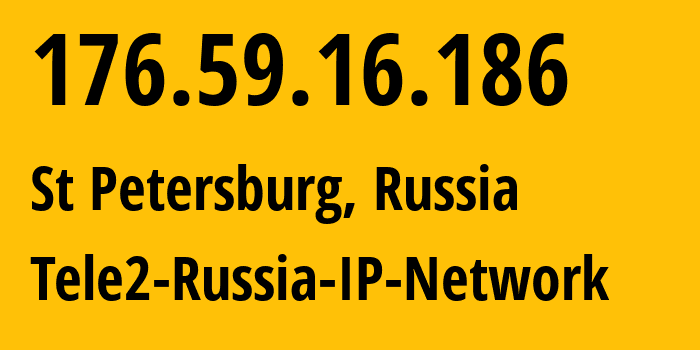 IP address 176.59.16.186 (St Petersburg, St.-Petersburg, Russia) get location, coordinates on map, ISP provider AS15378 Tele2-Russia-IP-Network // who is provider of ip address 176.59.16.186, whose IP address