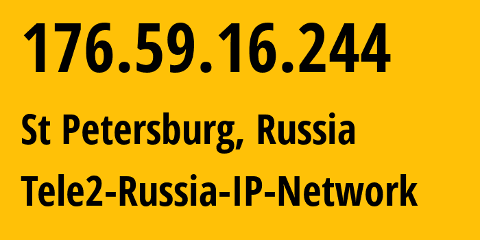 IP address 176.59.16.244 (St Petersburg, St.-Petersburg, Russia) get location, coordinates on map, ISP provider AS15378 Tele2-Russia-IP-Network // who is provider of ip address 176.59.16.244, whose IP address