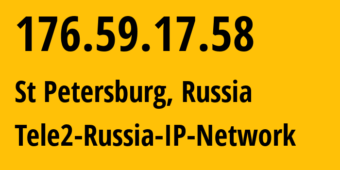 IP-адрес 176.59.17.58 (Санкт-Петербург, Санкт-Петербург, Россия) определить местоположение, координаты на карте, ISP провайдер AS15378 Tele2-Russia-IP-Network // кто провайдер айпи-адреса 176.59.17.58