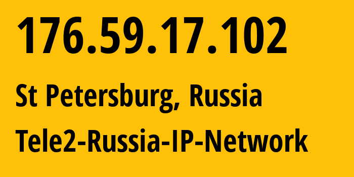 IP-адрес 176.59.17.102 (Санкт-Петербург, Санкт-Петербург, Россия) определить местоположение, координаты на карте, ISP провайдер AS15378 Tele2-Russia-IP-Network // кто провайдер айпи-адреса 176.59.17.102