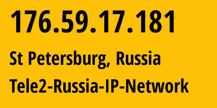 IP-адрес 176.59.17.181 (Санкт-Петербург, Санкт-Петербург, Россия) определить местоположение, координаты на карте, ISP провайдер AS15378 Tele2-Russia-IP-Network // кто провайдер айпи-адреса 176.59.17.181