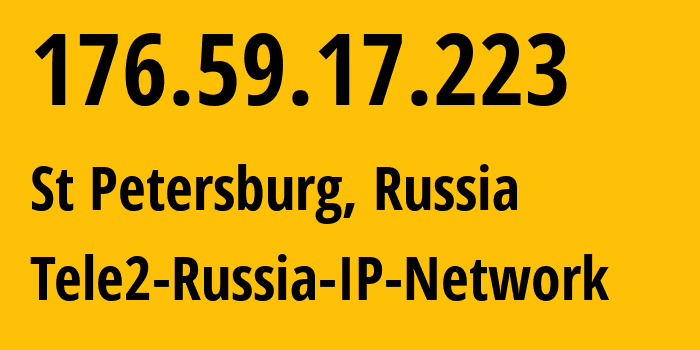 IP-адрес 176.59.17.223 (Санкт-Петербург, Санкт-Петербург, Россия) определить местоположение, координаты на карте, ISP провайдер AS15378 Tele2-Russia-IP-Network // кто провайдер айпи-адреса 176.59.17.223