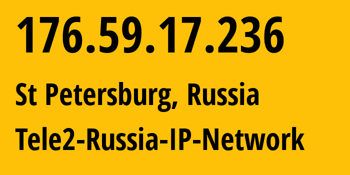 IP-адрес 176.59.17.236 (Санкт-Петербург, Санкт-Петербург, Россия) определить местоположение, координаты на карте, ISP провайдер AS15378 Tele2-Russia-IP-Network // кто провайдер айпи-адреса 176.59.17.236