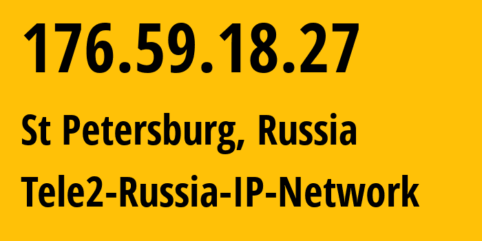 IP-адрес 176.59.18.27 (Санкт-Петербург, Санкт-Петербург, Россия) определить местоположение, координаты на карте, ISP провайдер AS15378 Tele2-Russia-IP-Network // кто провайдер айпи-адреса 176.59.18.27