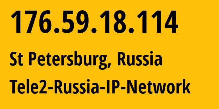 IP-адрес 176.59.18.114 (Санкт-Петербург, Санкт-Петербург, Россия) определить местоположение, координаты на карте, ISP провайдер AS15378 Tele2-Russia-IP-Network // кто провайдер айпи-адреса 176.59.18.114