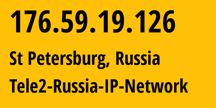 IP-адрес 176.59.19.126 (Санкт-Петербург, Санкт-Петербург, Россия) определить местоположение, координаты на карте, ISP провайдер AS15378 Tele2-Russia-IP-Network // кто провайдер айпи-адреса 176.59.19.126