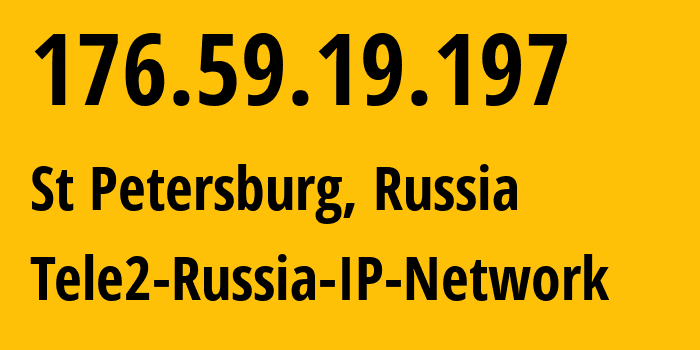 IP address 176.59.19.197 (St Petersburg, St.-Petersburg, Russia) get location, coordinates on map, ISP provider AS15378 Tele2-Russia-IP-Network // who is provider of ip address 176.59.19.197, whose IP address