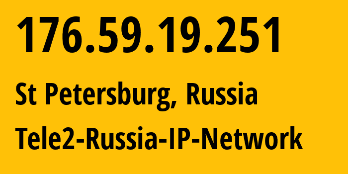 IP-адрес 176.59.19.251 (Санкт-Петербург, Санкт-Петербург, Россия) определить местоположение, координаты на карте, ISP провайдер AS15378 Tele2-Russia-IP-Network // кто провайдер айпи-адреса 176.59.19.251
