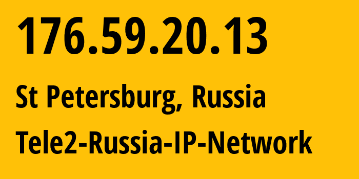 IP-адрес 176.59.20.13 (Санкт-Петербург, Санкт-Петербург, Россия) определить местоположение, координаты на карте, ISP провайдер AS15378 Tele2-Russia-IP-Network // кто провайдер айпи-адреса 176.59.20.13