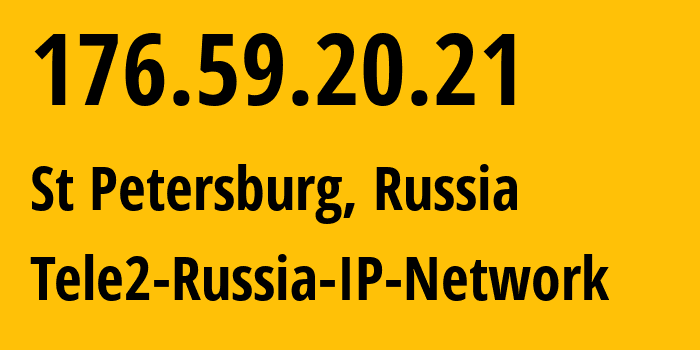 IP-адрес 176.59.20.21 (Санкт-Петербург, Санкт-Петербург, Россия) определить местоположение, координаты на карте, ISP провайдер AS15378 Tele2-Russia-IP-Network // кто провайдер айпи-адреса 176.59.20.21
