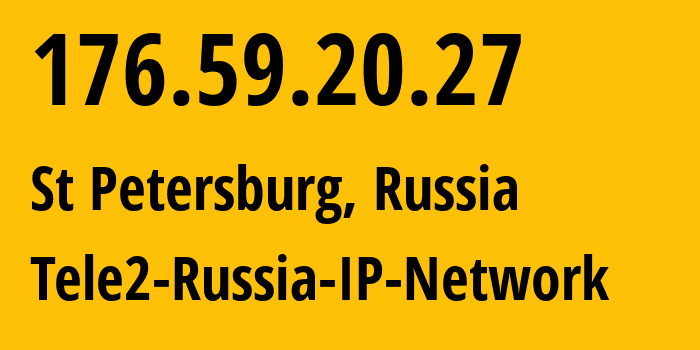 IP-адрес 176.59.20.27 (Санкт-Петербург, Санкт-Петербург, Россия) определить местоположение, координаты на карте, ISP провайдер AS15378 Tele2-Russia-IP-Network // кто провайдер айпи-адреса 176.59.20.27