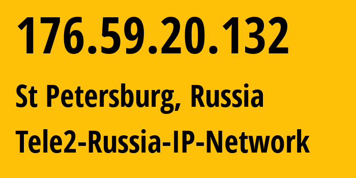 IP address 176.59.20.132 (St Petersburg, St.-Petersburg, Russia) get location, coordinates on map, ISP provider AS15378 Tele2-Russia-IP-Network // who is provider of ip address 176.59.20.132, whose IP address