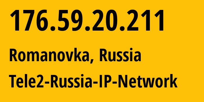 IP-адрес 176.59.20.211 (Романовка, Ленинградская область, Россия) определить местоположение, координаты на карте, ISP провайдер AS15378 Tele2-Russia-IP-Network // кто провайдер айпи-адреса 176.59.20.211