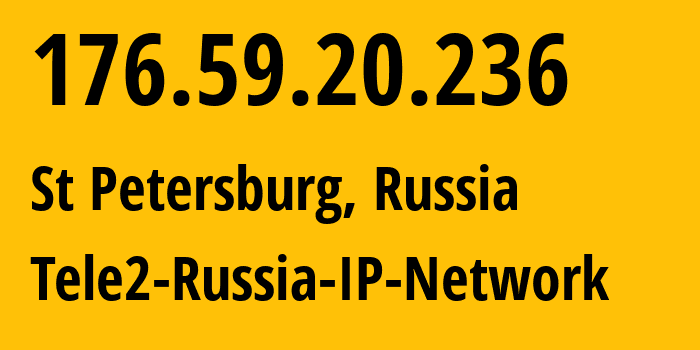 IP address 176.59.20.236 (St Petersburg, St.-Petersburg, Russia) get location, coordinates on map, ISP provider AS15378 Tele2-Russia-IP-Network // who is provider of ip address 176.59.20.236, whose IP address